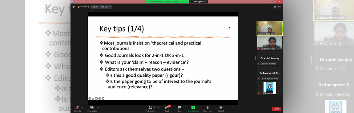 Expert Lecture on “Publishing in high impact International journals” 