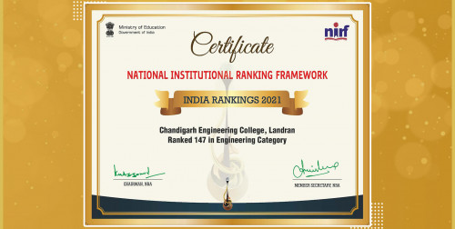 CEC ranked at 147th position in NIRF ranking, 2021!